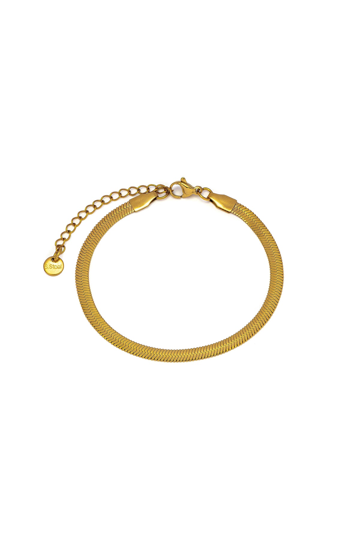 Vestopazzo Essential Snake Bracelet - Bracelets in Kuwait | سوار سلسلة سنيك مسطحة مطلية بالذهب من مجموعة Essential -