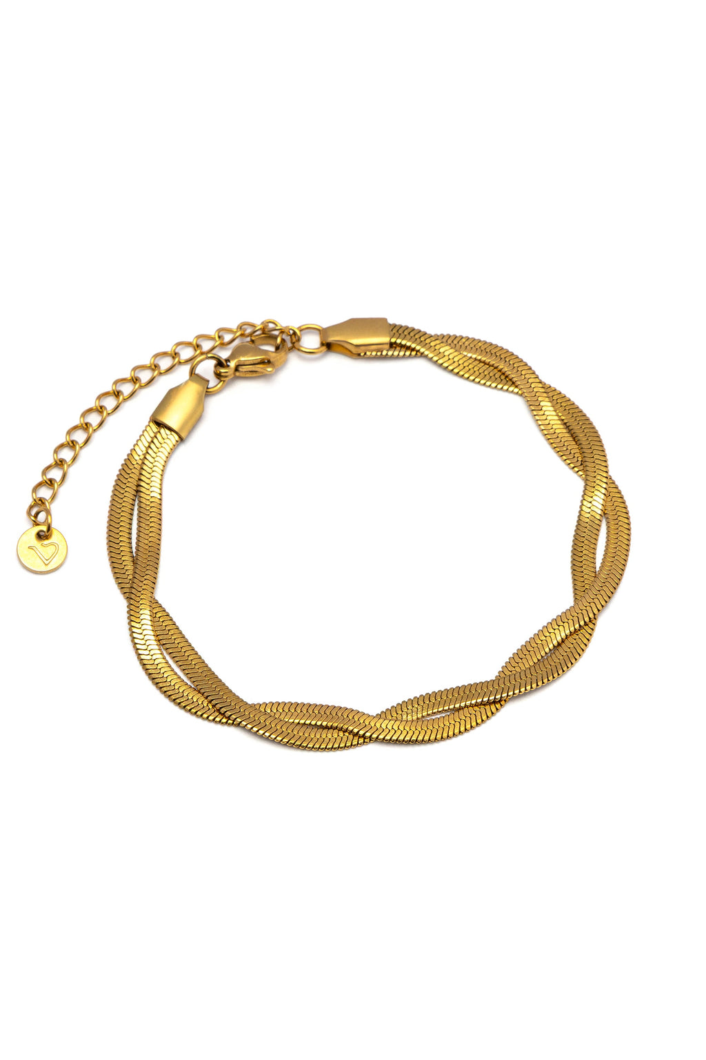 Vestopazzo Braided Snake Bracelet - Bracelets in Kuwait | سوار سلسلة سنيك مضفرة مطلية بالذهب من مجموعة Essential - Saya