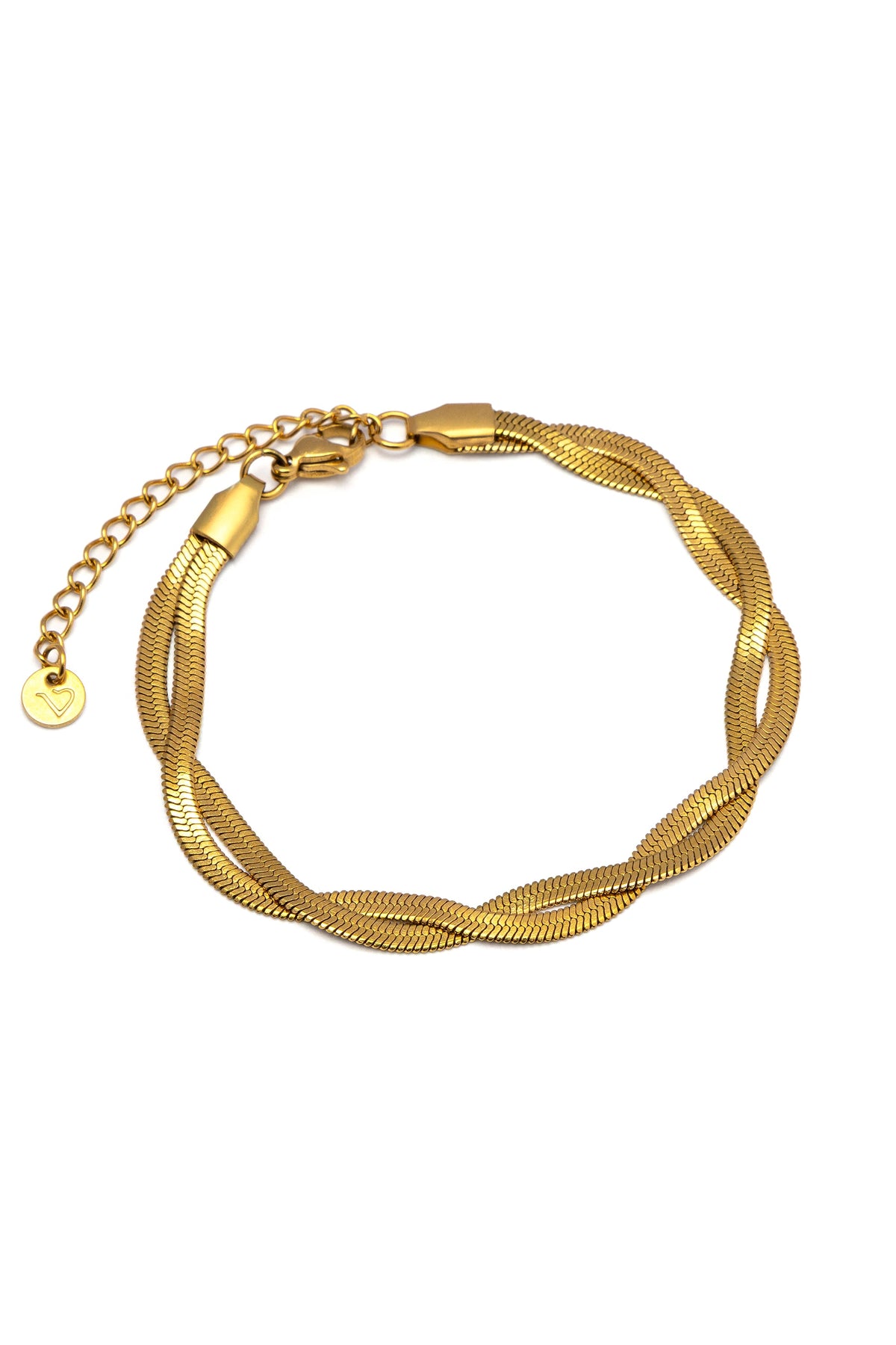 Vestopazzo Braided Snake Bracelet - Bracelets in Kuwait | سوار سلسلة سنيك مضفرة مطلية بالذهب من مجموعة Essential - Saya