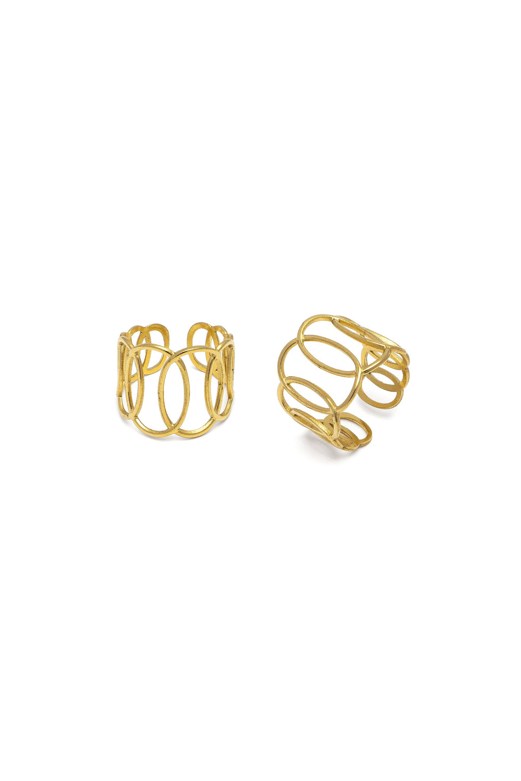 Vestopazzo Oval Band Ring - Rings in Kuwait | خاتم عريض بنقشة بيضاوية مطلي بالذهب وقابل للتعديل - Saya