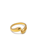 Vestopazzo 2 Drops Twist Ring - Rings in Kuwait | خاتم مفتوح ملتف بقطرتين مطلي بالذهب وقابل للتعديل - Saya