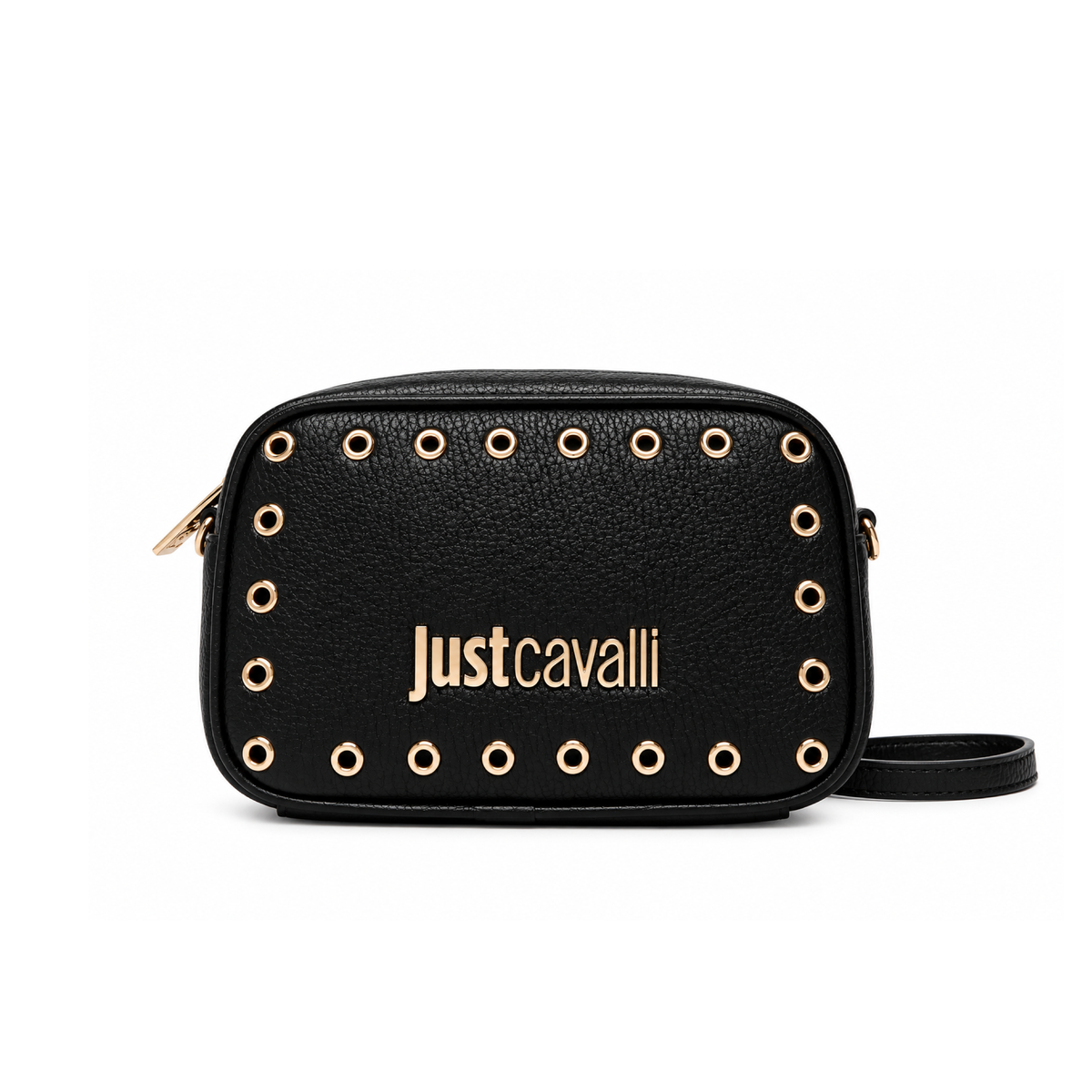 Just Cavalli JC Mini Eyelets Handbag Black - Handbags in Kuwait | حقيبة يد صغيرة ميني مزينة بحلقات معدنية وشعار JC -