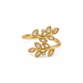 Vestopazzo Zirconi Leaf Ring (Adjustable) - Rings in Kuwait | خاتم مفتوح قابل للتعديل بتصميم غصن أوراق الشجر المرصع