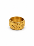 Vestopazzo High Irregular Band Ring - Rings in Kuwait | خاتم عريض بتصميم غير منتظم مطلي بالذهب وقابل للتعديل - Saya