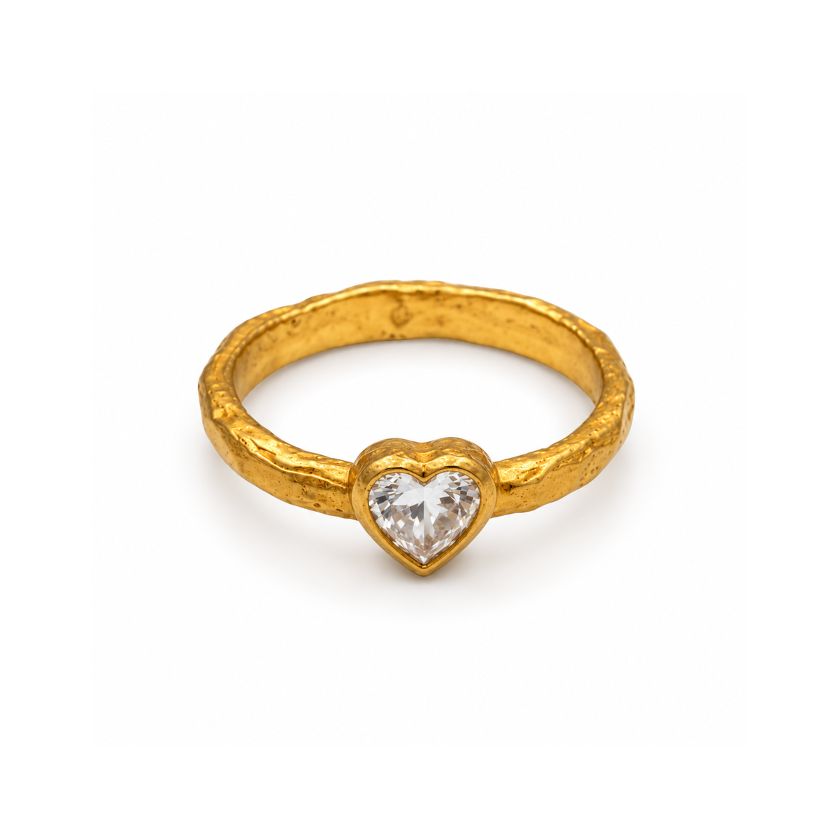 Vestopazzo Solitaire Zircon Heart - Rings in Kuwait | خاتم سوليتير رومانسي مرصع بحجر زركون على شكل قلب - Saya