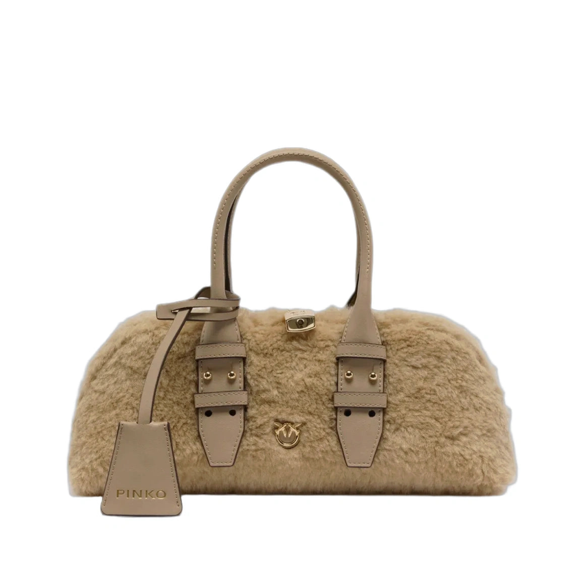 PINKO Small Escape Bag Horizontal handbag, teddy effect - Handbags in Kuwait | حقيبة يد إسكيب صغيرة أفقية بتأثير تيدي