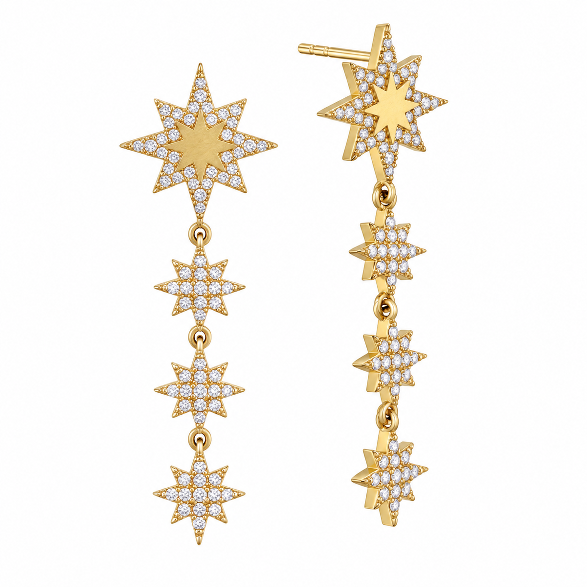 JUJU Mood Shooting Star cz - Earrings in Kuwait | أقراط شوتينغ ستار بتصميم نجمة مرصعة بالزركون - Saya