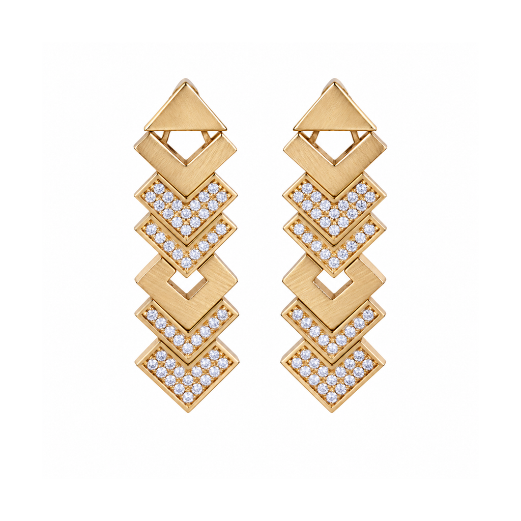 JUJU Mood Linear Earring - Earrings in Kuwait | أقراط لينير (Linear) الطولية مصنوعة يدوياً من البرونز - Saya
