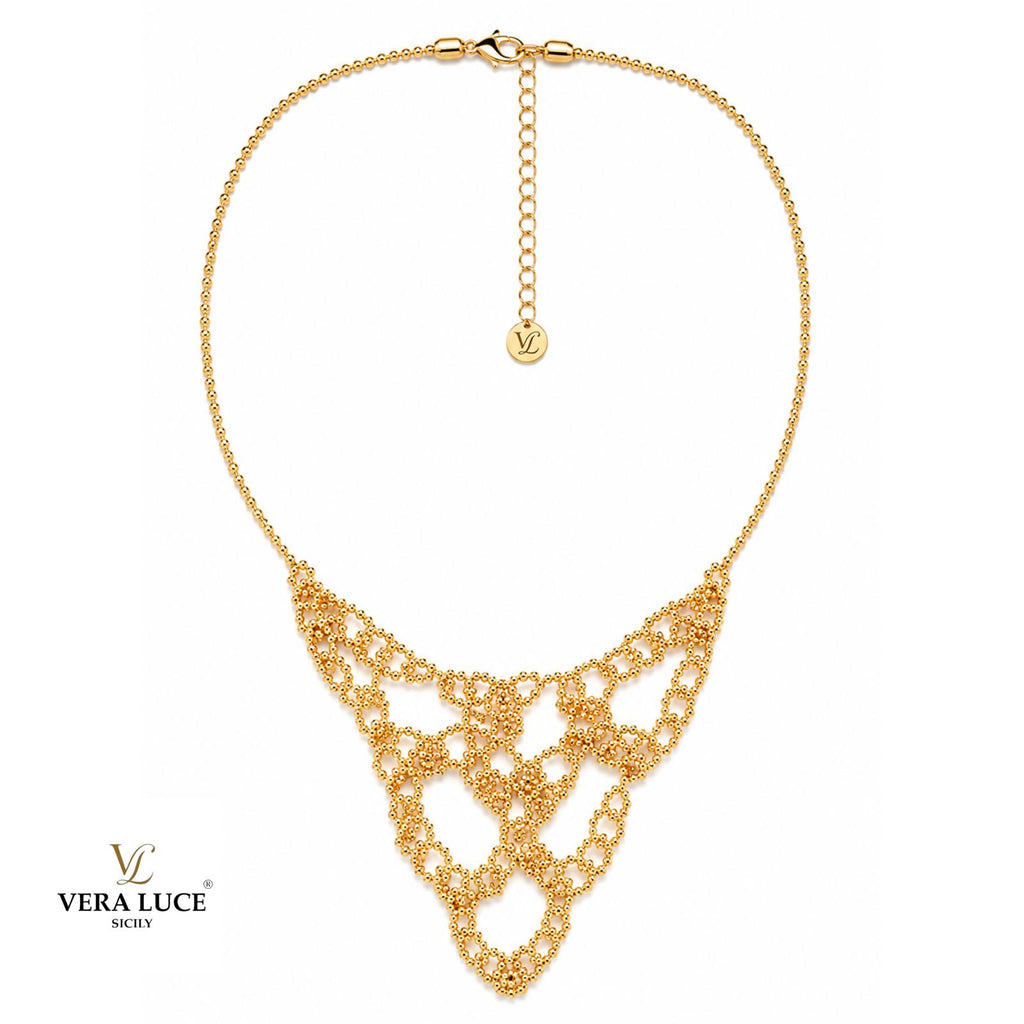 Vera Luce Hand Made in Italy 925 Sterling Silver Intricate Lacework Drop Necklace