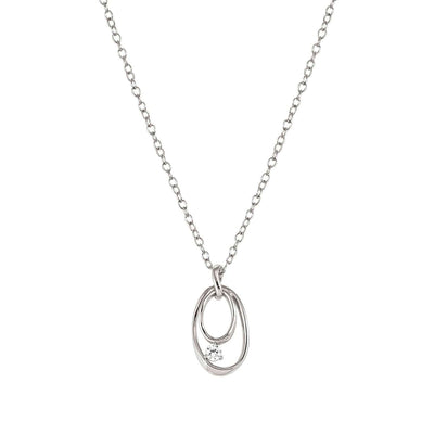 MY REBEL ART NECKLACE IN STERLING SILVER 925 STERLING SILVER AND CUBIC ZIRCONIA OVAL