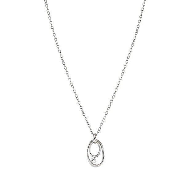 MY REBEL ART NECKLACE IN STERLING SILVER 925 STERLING SILVER AND CUBIC ZIRCONIA OVAL