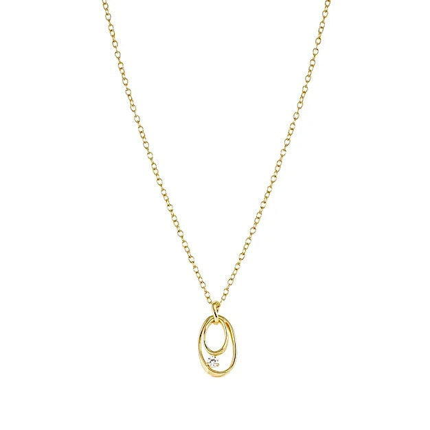 MY REBEL ART NECKLACE IN STERLING SILVER 925 STERLING SILVER AND CUBIC ZIRCONIA OVAL