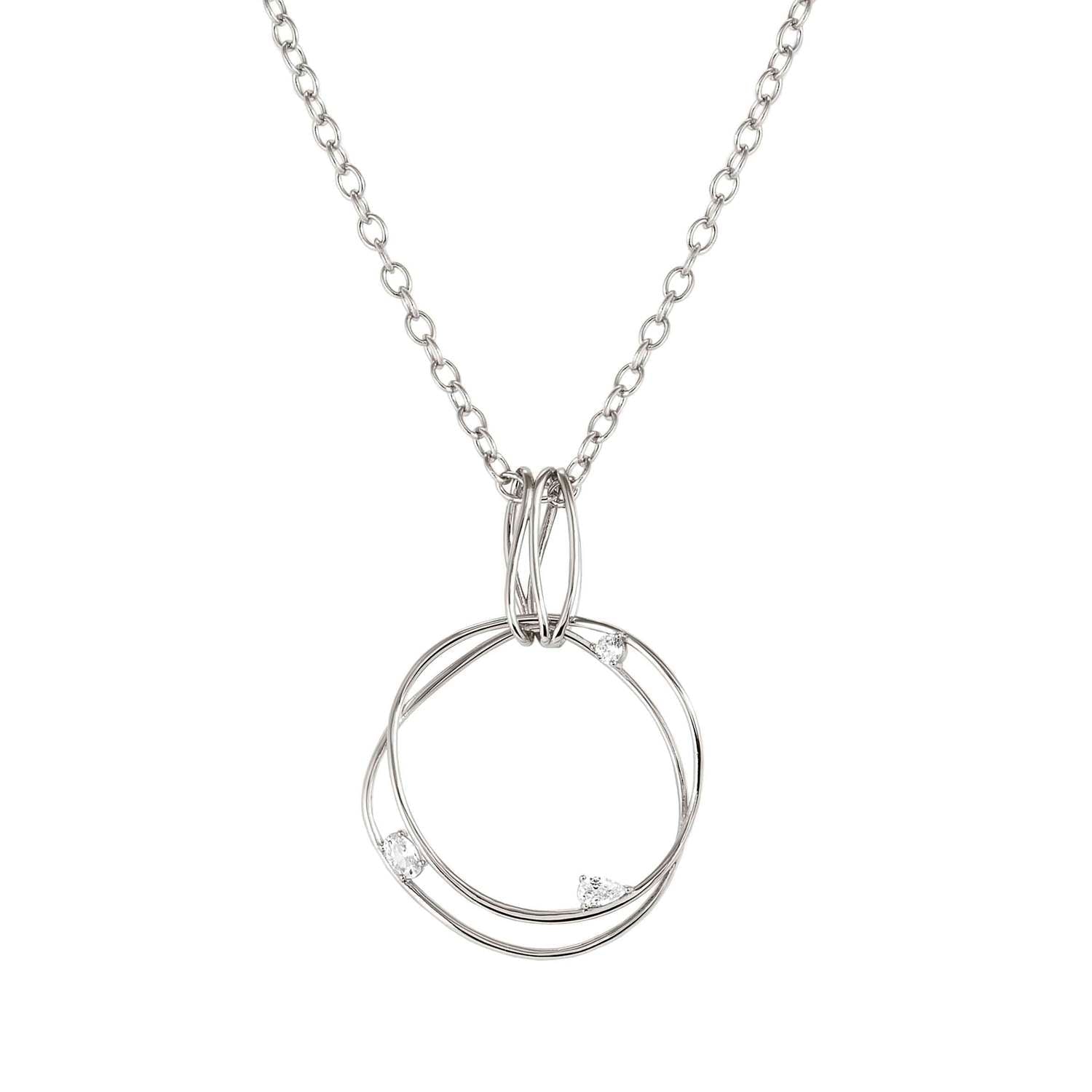 MY REBEL ART NECKLACE IN 925 STERLING SILVER (ROUND PENDANT) AND CUBIC ZIRCONIA SILVER