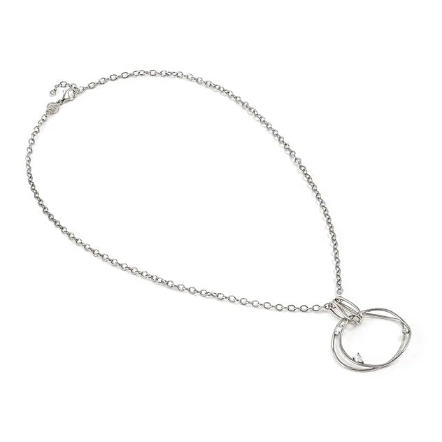 MY REBEL ART NECKLACE IN 925 STERLING SILVER (ROUND PENDANT) AND CUBIC ZIRCONIA SILVER