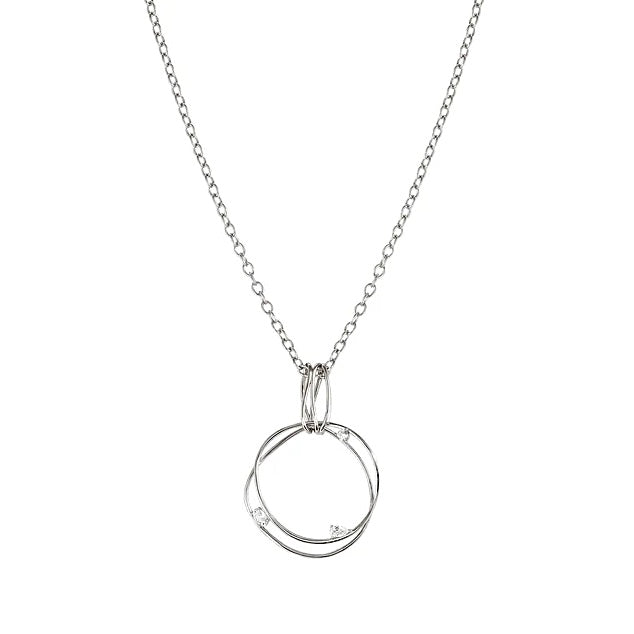 MY REBEL ART NECKLACE IN 925 STERLING SILVER (ROUND PENDANT) AND CUBIC ZIRCONIA SILVER