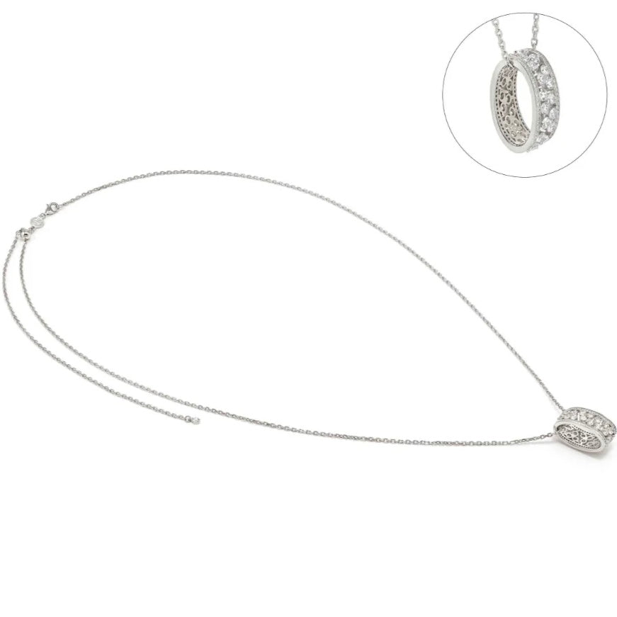 NOMINATION ITALY LIFE BOUQUET STERLING SILVER NECKLACE WHITE RING PENDANT CZ