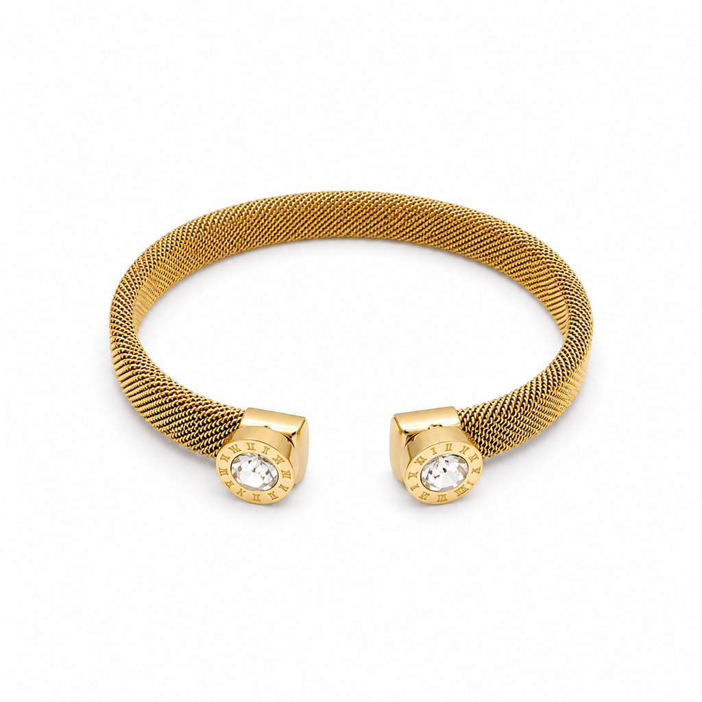 ROMAN NUMERAL MESH CUFF BRACELET