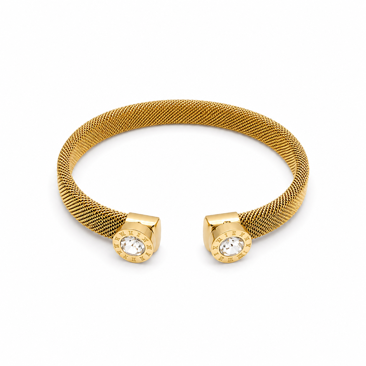 ROMAN NUMERAL MESH CUFF BRACELET