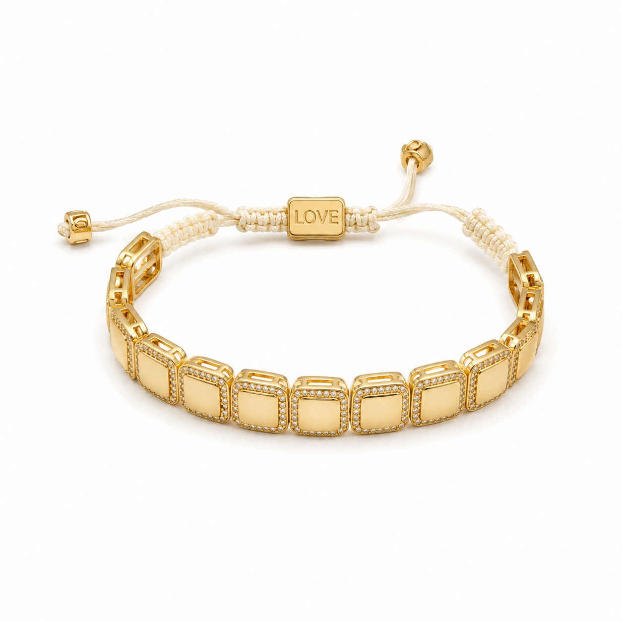 CUSHION HALO GEOMETRIC CORD BRACELET