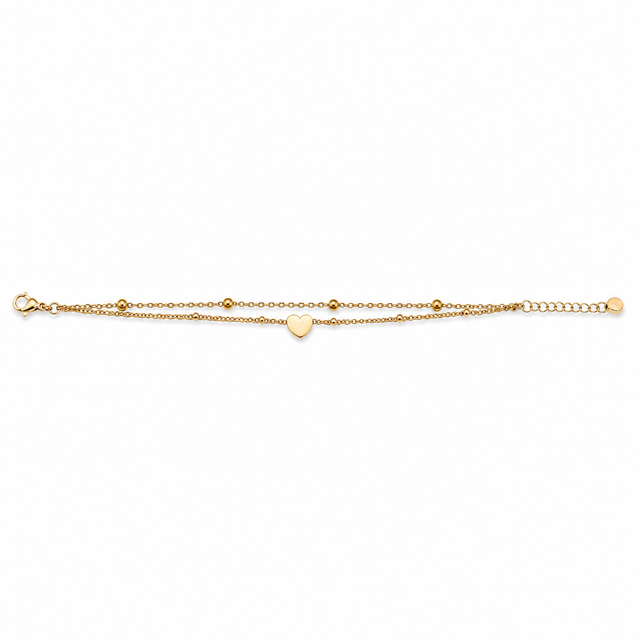 Vera Luce Double-Strand Heart Charm Beaded Bracelet - Bracelets in Kuwait | سوار خرزي مزدوج الطبقات بتعليقة قلب - Saya