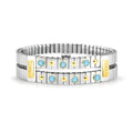 XTE BRACELET IN STEEL, 18K GOLD, 6 STONES AND CZ
