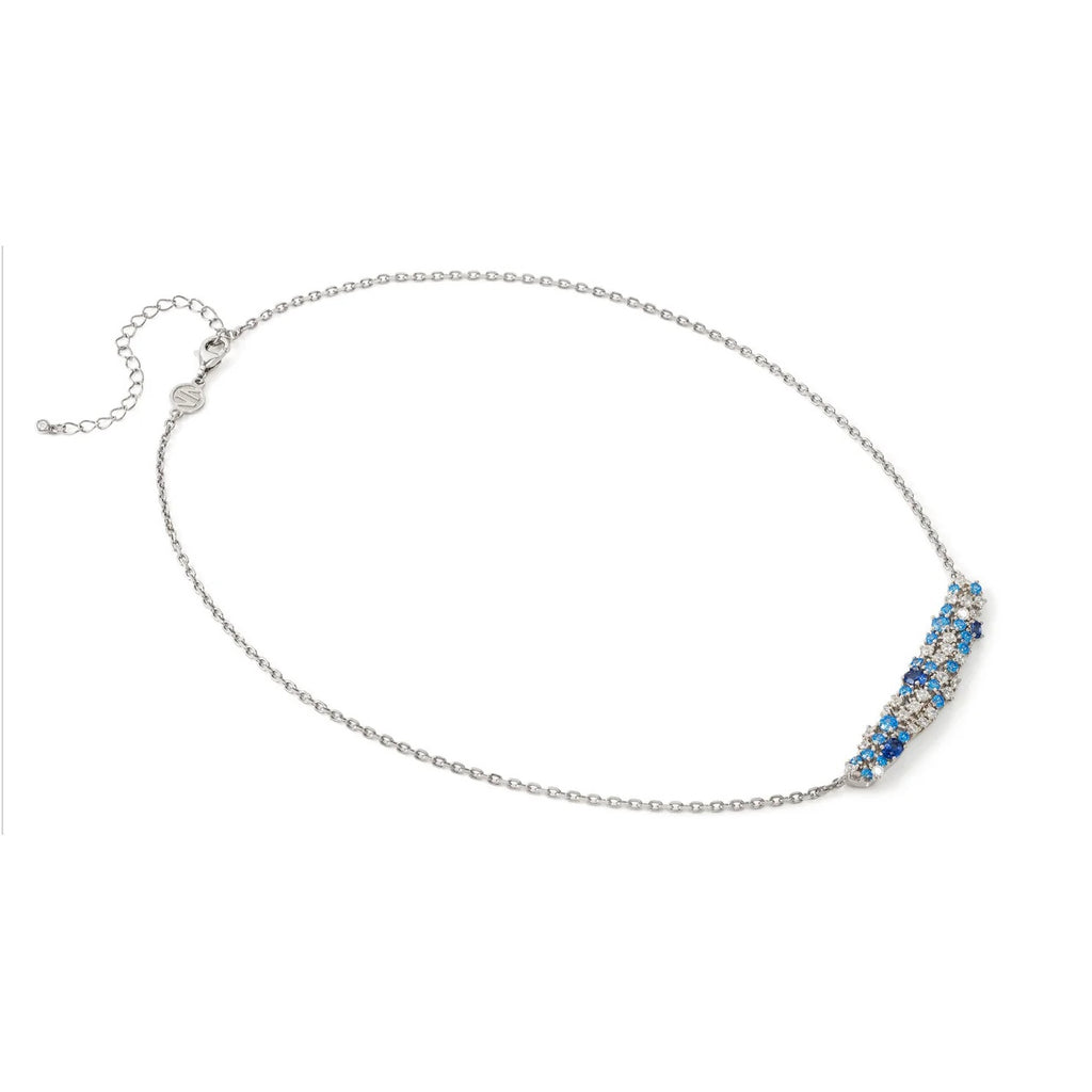 MOSAICA NECKLACE SILVER, WHITE & BLUE CZ CLUSTER