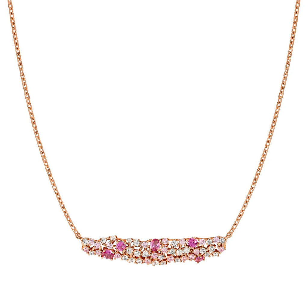 MOSAICA NECKLACE SILVER, WHITE & BLUE CZ CLUSTER