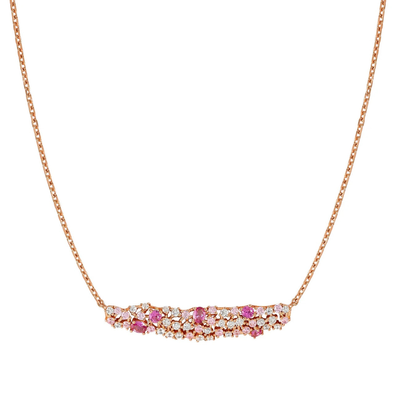 MOSAICA NECKLACE SILVER, WHITE & BLUE CZ CLUSTER
