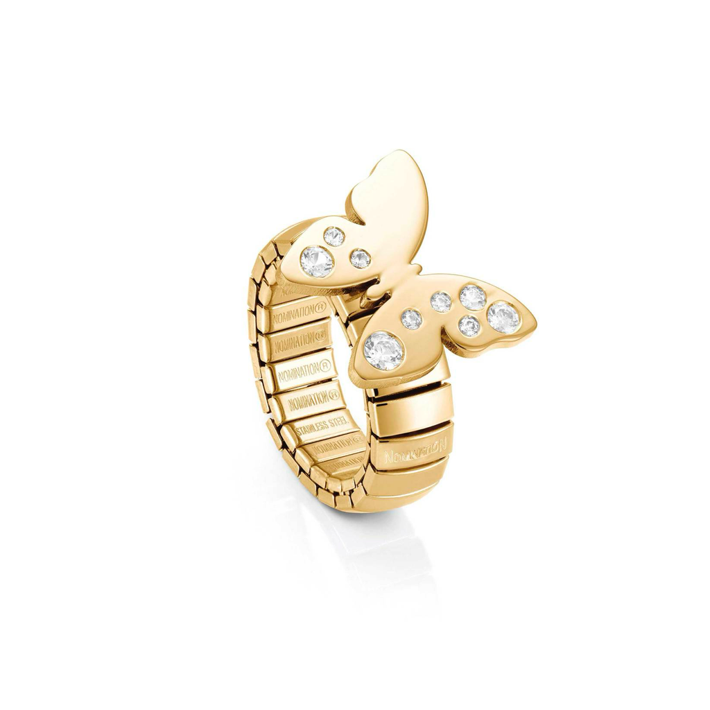 BUTTERFLY MEDIUM RING STAINLESS STEEL CUBIC ZIRCONIA