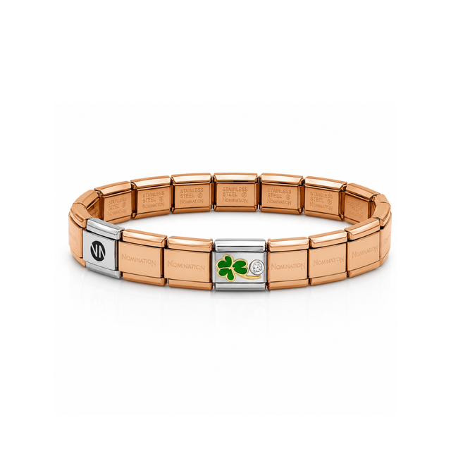 NOMINATION - Composable® Rose Gold Bracelet with (Green Clover) Charm