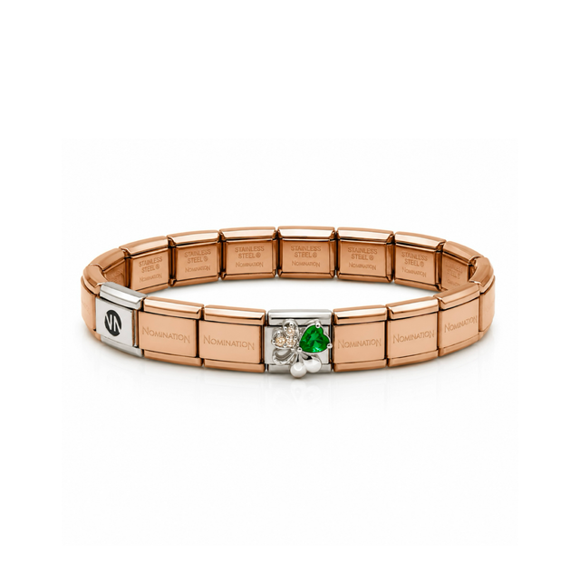 NOMINATION - Composable® Rose Gold Bracelet with (Green Love) Charm