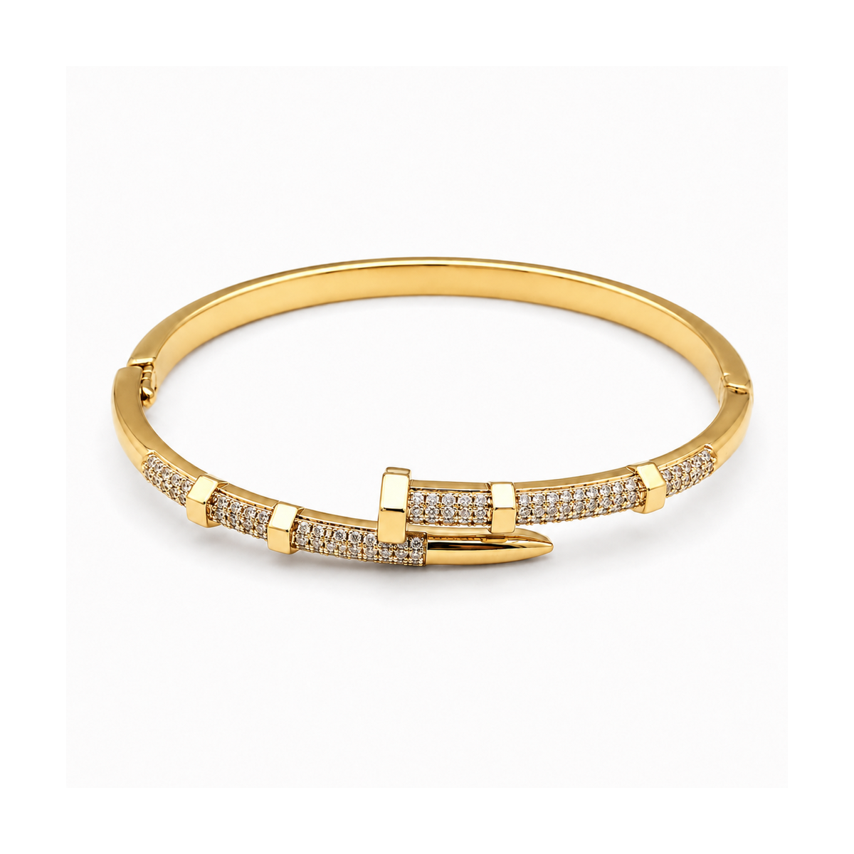 PAVÉ CRYSTAL SEGMENTED NAIL BYPASS BANGLE BRACELET