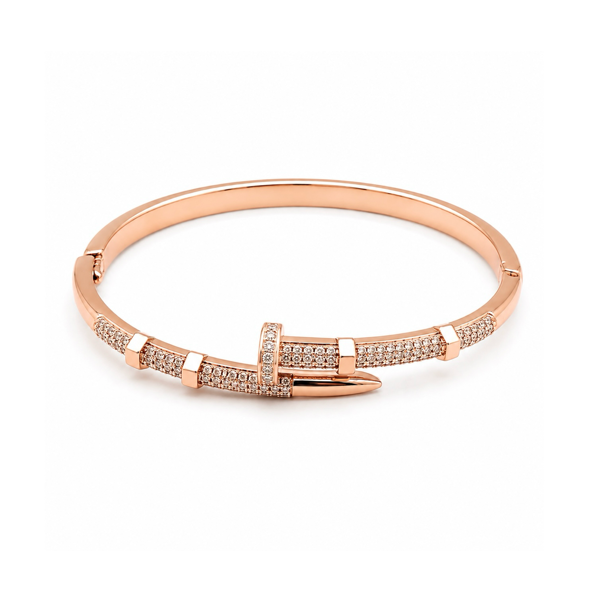 PAVÉ CRYSTAL SEGMENTED NAIL BYPASS BANGLE BRACELET