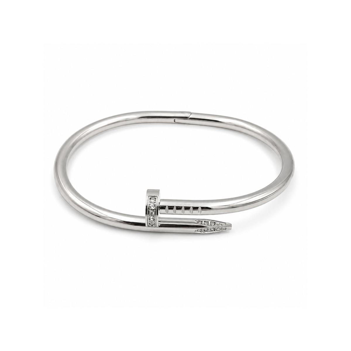 CRYSTAL NAIL ACCENT BYPASS BANGLE BRACELET
