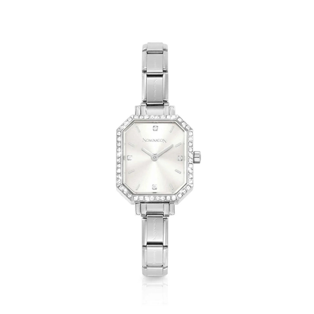 PARIS WATCH WITH STEEL STRAP AND RECTANGULAR CZ