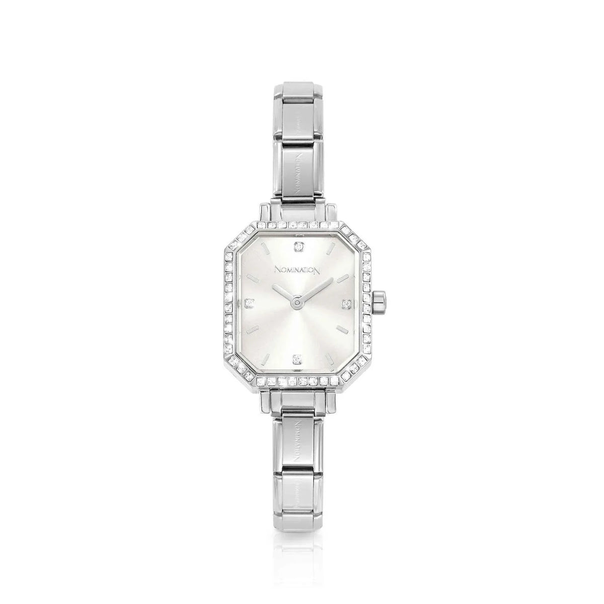 PARIS WATCH WITH STEEL STRAP AND RECTANGULAR CZ
