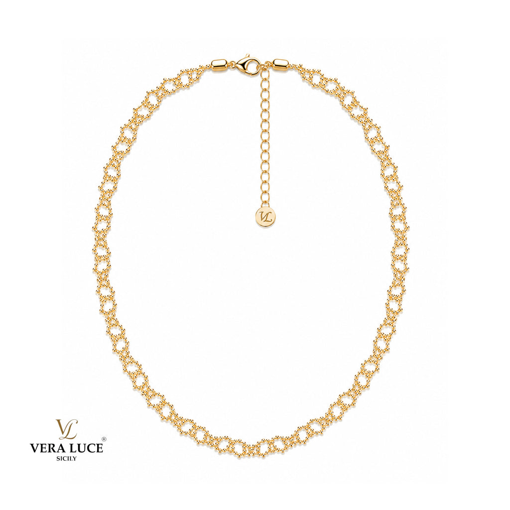 Vera Luce Made in Italy 925 Sterling Silver Beaded Necklace