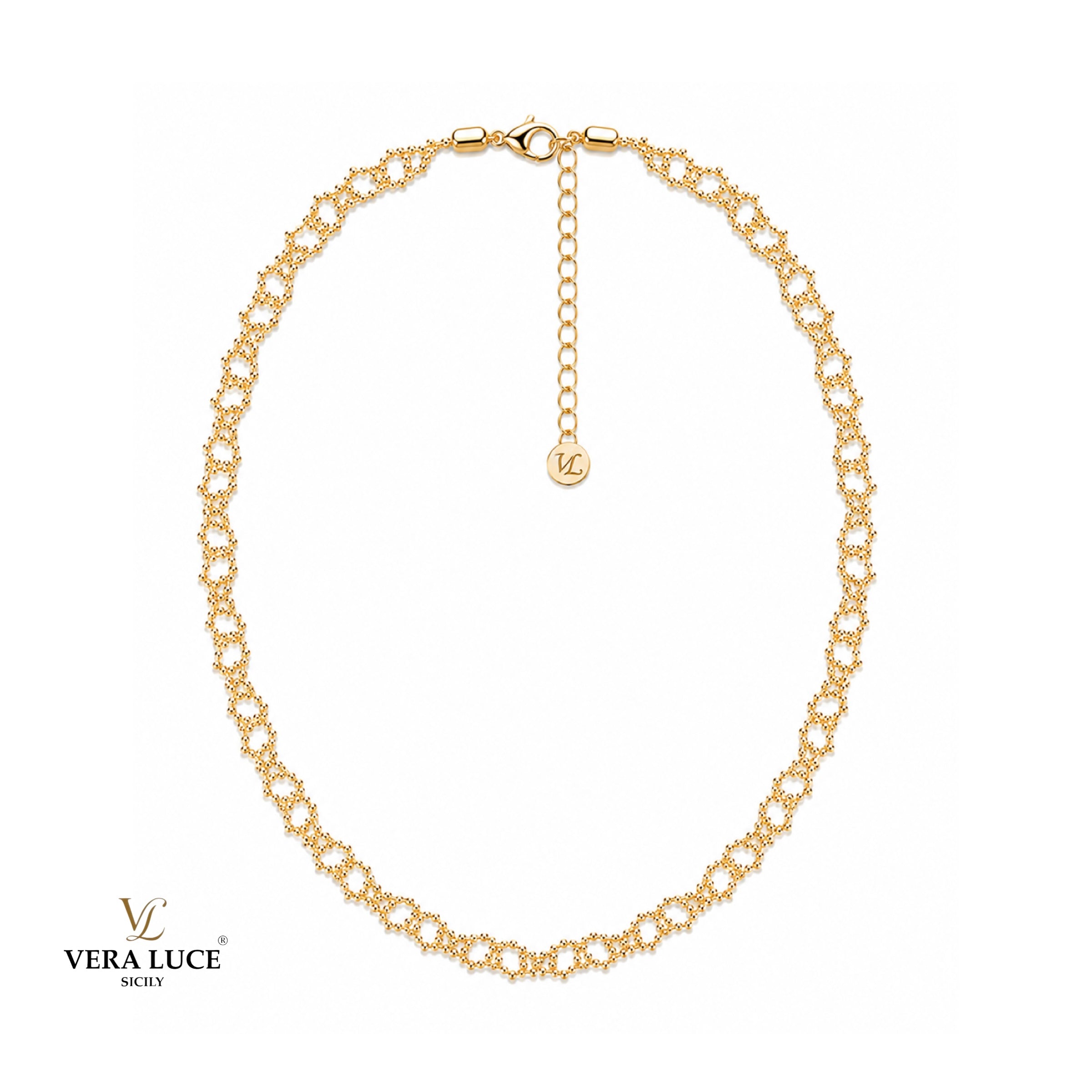 Vera Luce Made in Italy 925 Sterling Silver Beaded Necklace