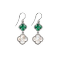 Moriconi Clover | Earrings Green Quartz with Mother of Pearl - Earrings in Kuwait | أقراط كلوفر متدلية من الفضة عيار