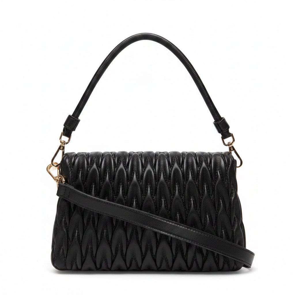 EMBOSSED LETTERING SHOULDER BAG