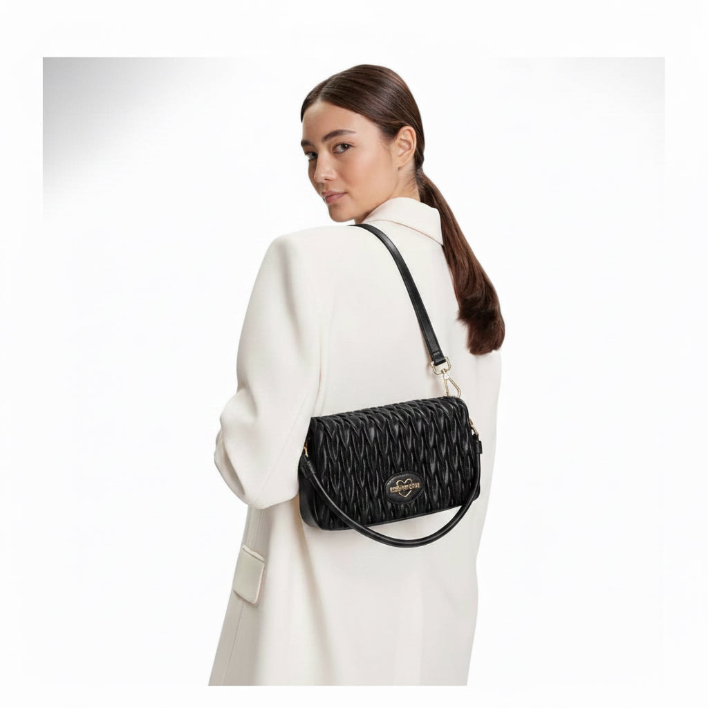 EMBOSSED LETTERING SHOULDER BAG