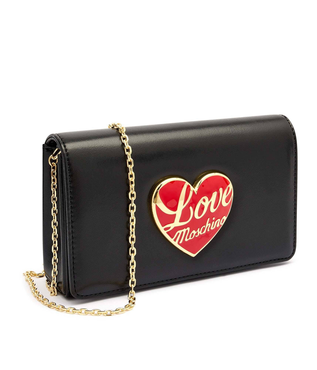 HEART-PLAQUE CLUTCH BAG