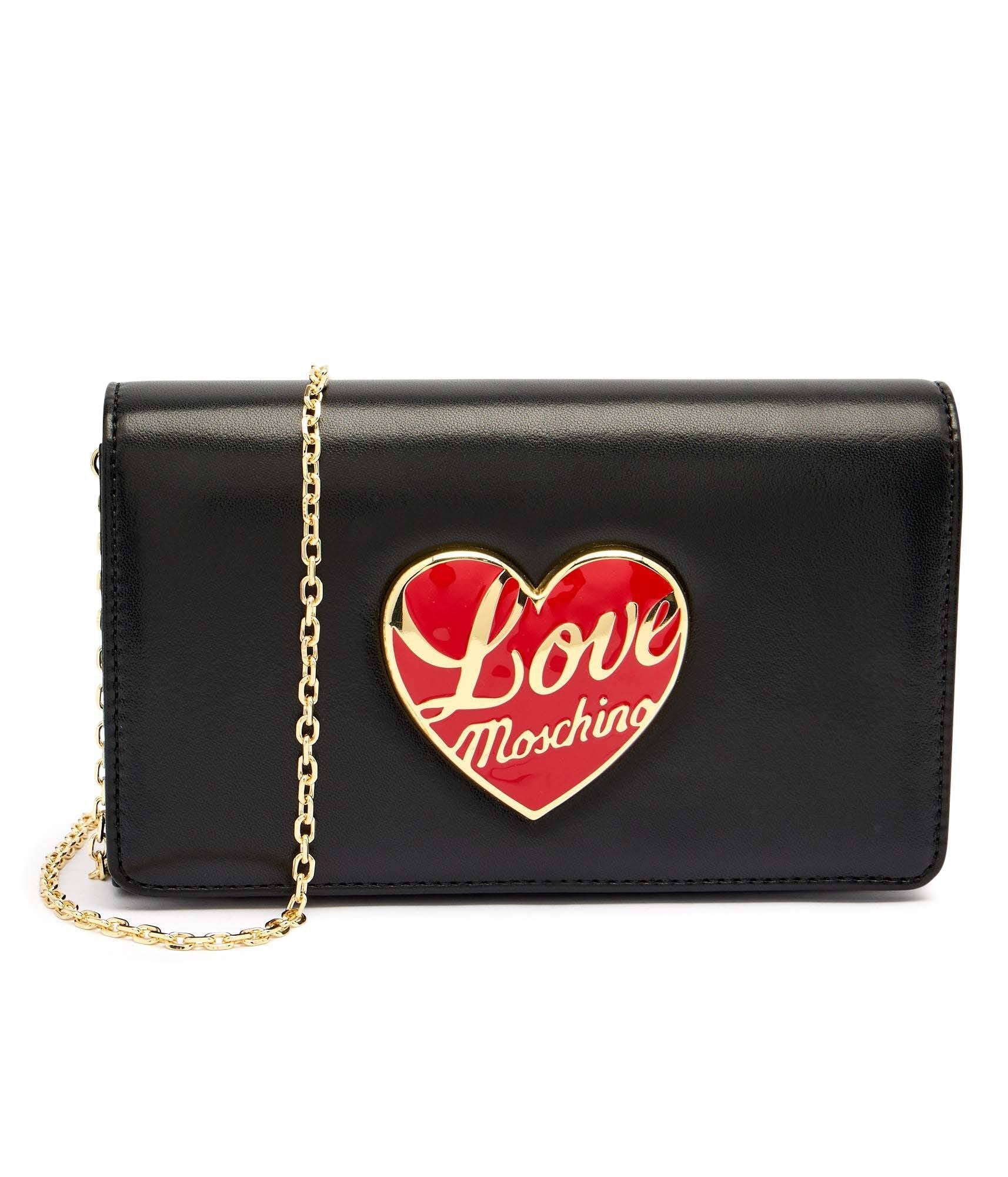 HEART-PLAQUE CLUTCH BAG