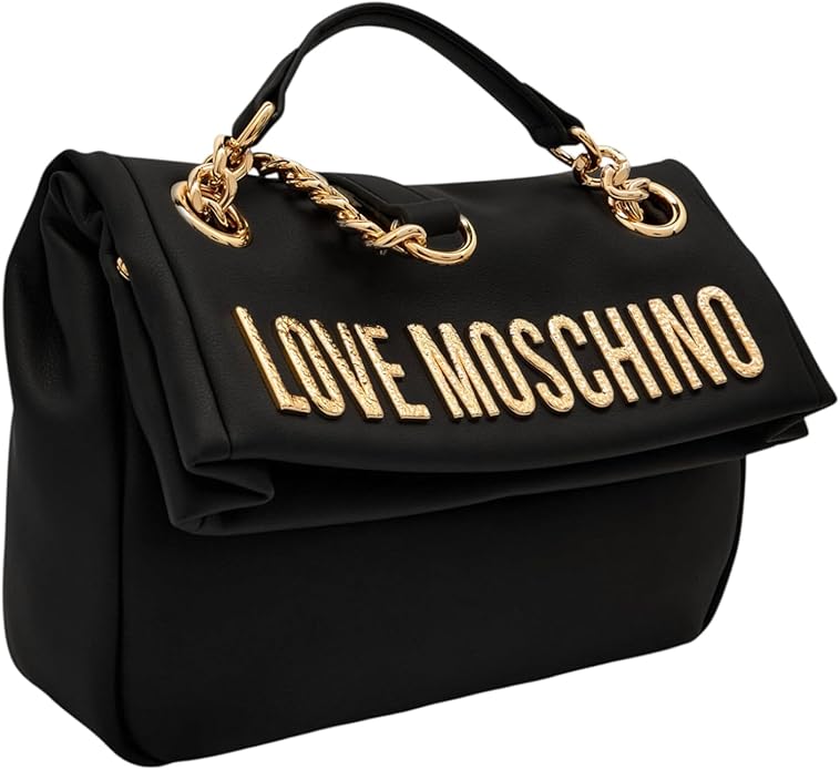 BLACK ECO-LEATHER SHOULDER BAG