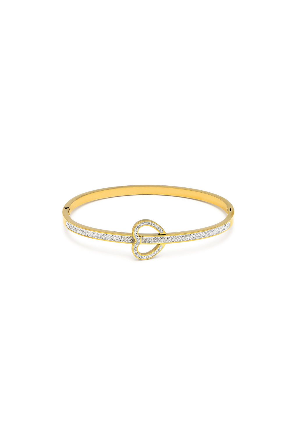 Vestopazzo Pavé Heart Bangle - Bracelets in Kuwait | سوار بانجل صلب بقلب مفرغ ومرصع بأحجار الزركون (Pavé) - Saya