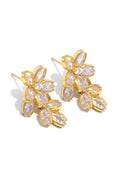 Vestopazzo Flower Earrings With Zircons - Earrings in Kuwait | أقراط بتصميم زهرة مرصعة بأحجار الزركون البراقة - Saya