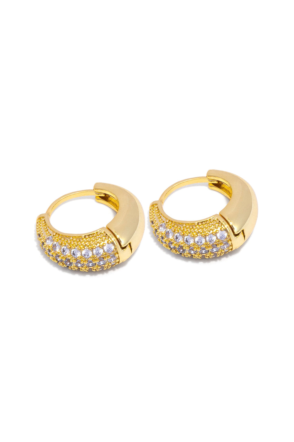 Vestopazzo Domed Earrings With Zircons - Earrings in Kuwait | أقراط حلقات مقببة مرصعة بصفوف من أحجار الزركون - Saya