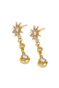 Vestopazzo Drop Earrings With Zircons - Earrings in Kuwait | أقراط متدلية طويلة بتصميم نجمة وقطرات زركون - Saya