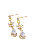 Vestopazzo Teardrop Earrings With Zircons - Earrings in Kuwait | أقراط متدلية بتصميم قطرة وزخارف زهرية مرصعة بالزركون -