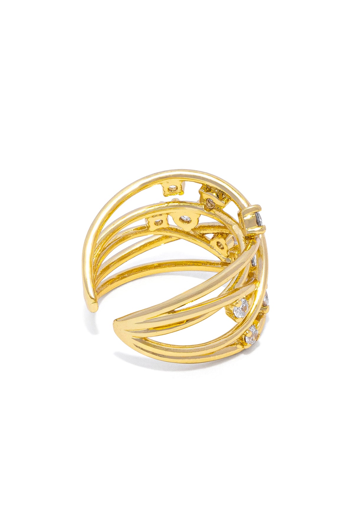 VESTOPAZZO - Adjustable Braided Ring With Zircons